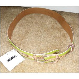 Moschino Green Leather & Snakeprint Belt Size: EU40